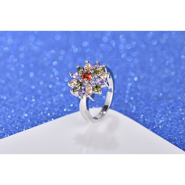 9433 Multi Colour Flower Wedding engagement Party love Girl Women Titanium ring