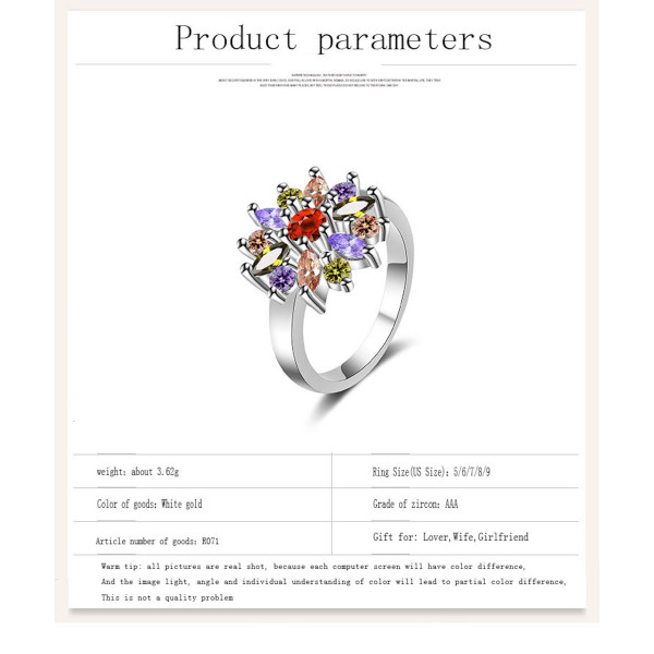 9433 Multi Colour Flower Wedding engagement Party love Girl Women Titanium ring
