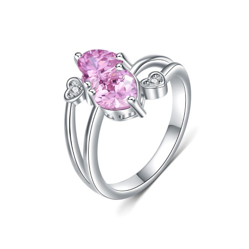 9434 Pink Colour Flower Wedding engagement Party love Girl Women Titanium ring