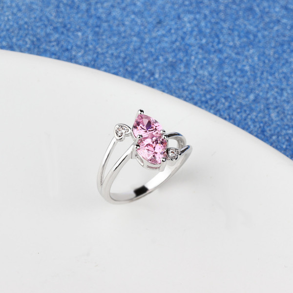 9434 Pink Colour Flower Wedding engagement Party love Girl Women Titanium ring