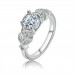 9436 Silver leaves Flower  Diamond studded Wedding engagement Party love Girl Women Titanium ring