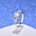 9436 Silver leaves Flower  Diamond studded Wedding engagement Party love Girl Women Titanium ring
