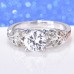9436 Silver leaves Flower  Diamond studded Wedding engagement Party love Girl Women Titanium ring