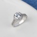 9437 Silver leaves Flower Big Diamond studded Wedding engagement Party love Girl Women Titanium ring