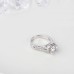 9437 Silver leaves Flower Big Diamond studded Wedding engagement Party love Girl Women Titanium ring