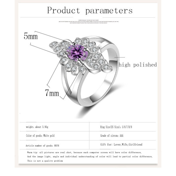 9438 White Colour Flower Wedding engagement Party love Girl Women Titanium ring