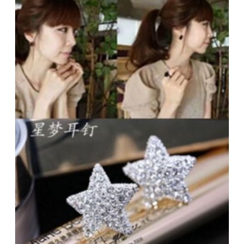 #1027 New fashion charming high-grade silver pentacle star earrings