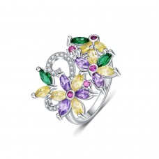 9440 Multi Colour Flower Wedding engagement Party love Girl Women Titanium ring