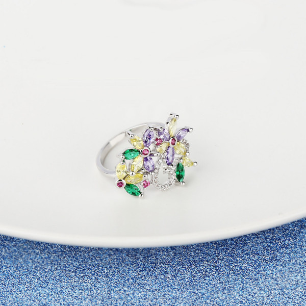 9440 Multi Colour Flower Wedding engagement Party love Girl Women Titanium ring