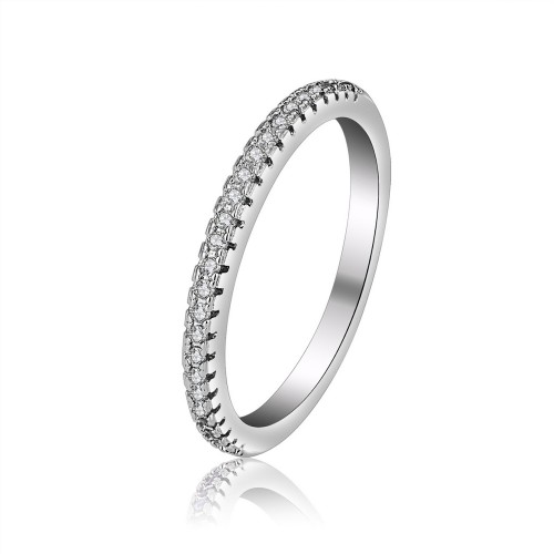 9442 Full Round White Stone Wedding engagement Party love Girl Women Titanium ring