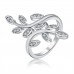 9446 Leaves design Silver Wedding engagement Party love Girl Women Titanium ring