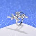 9446 Leaves design Silver Wedding engagement Party love Girl Women Titanium ring