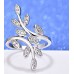 9446 Leaves design Silver Wedding engagement Party love Girl Women Titanium ring