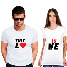 This is love Cotton White Half sleeve round neck Couple Tshirt