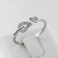 9002 Men's Women's Adjustable Rhinestones Leaves Opening Cuff Couple Ring