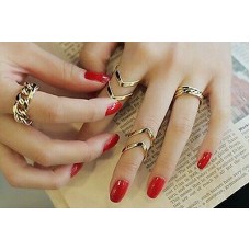 9008 Fashion Women's Warp Gold Above Band Midi Knuckle Ring Rings 3Pcs/Set