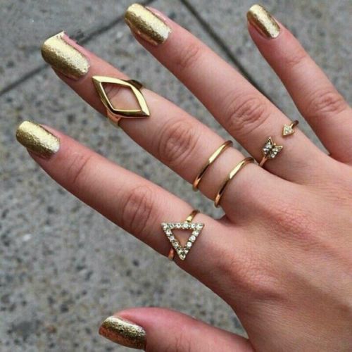 9013 Women Arrow  Ring Triangle Joint Knuckle Ring Set of 5 Rings