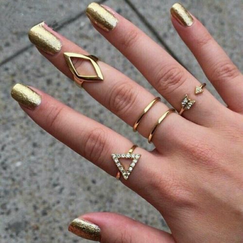 9013 Women Arrow  Ring Triangle Joint Knuckle Ring Set of 5 Rings