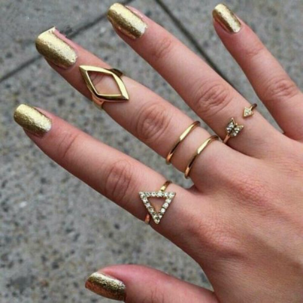 9013 Women Arrow  Ring Triangle Joint Knuckle Ring Set of 5 Rings