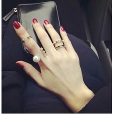 9014 3 pcs/set Personalized rivets ring, Artificial pearl index finger ring