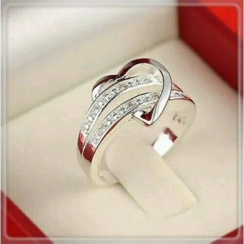 9011 New Exquisite Rhinestone Heart Lover's Ring Couple Rings