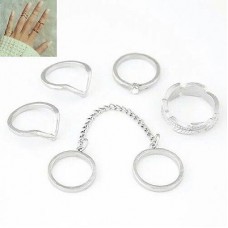 9018 Hot Unique adjustable Ring Set Punk Silver Color Knuckle Rings 5 pc set