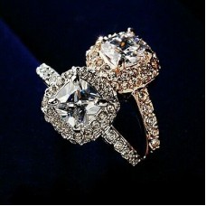 9025 Bridal Wedding Engagement Party Shiny Luxury Rhinestone Silver Plated Ring