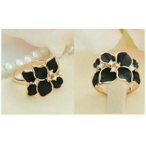 9037 Hot New Design Fashion Simple Black Crystal  Ring