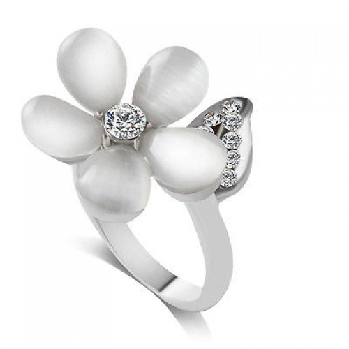 9066  Women Alloy Flower Petal Design Finger Ring Wedding Ring
