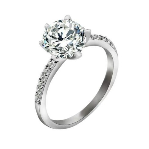9070 Girls Wedding Engagement Jewelry Bridal Ring Zircon Silver Plated Ring