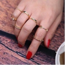 9081 7 Pcs/Set  Pirate Finger Ring Set Classic Crystal Zinc Alloy Nail Rings
