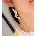 #1004 Women Fashion S-Shape Long Tassels Rhinestone Hook Dangle Linear Earrings