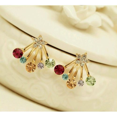 #1009 Fashion earrings imitation diamond pentagram shape multicolored earrings