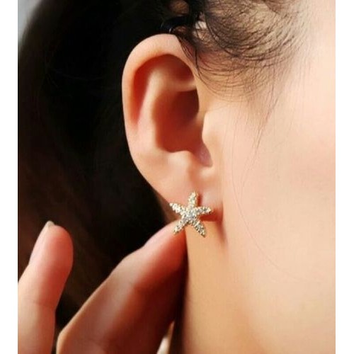 #1016 Korean version of sweet and elegant and lovely romantic starfish earrings