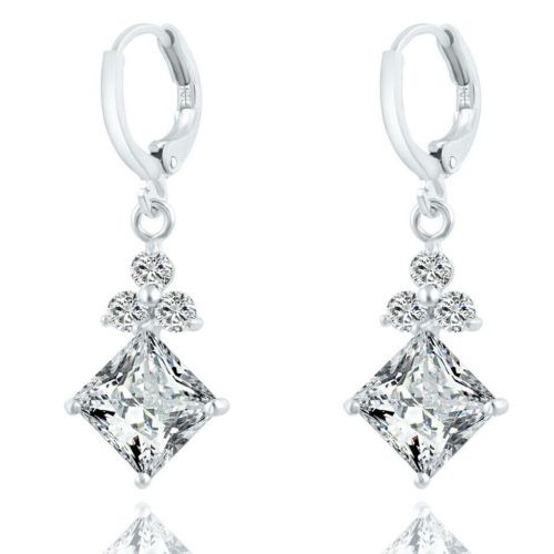 #1020 Charm Brincos Geometric Round Crystal Stud Earrings