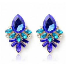 #1039 Fashion Women Lady Rhinestone Blue Crystal Drop Alloy Ear Studs Earrings