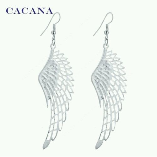#1041 2016 New CACANA Silver Plated Dangle Long Earrings with Big Wing
