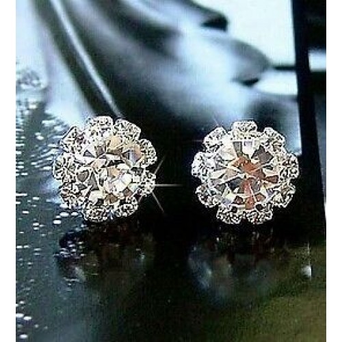#1045 Korean diamond crystal shining zircon OL sunflowers round earrings