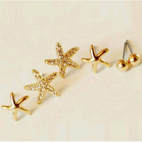 #1047 3 pairs / bag  new Hot star shape earrings for girls