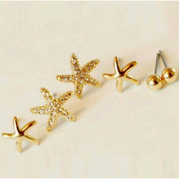 #1047 3 pairs / bag new Hot star shape earrings for girls #1047 3 pairs / bag new Hot star shape earrings for girls
