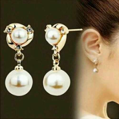 #1052 New Hot fashion diamond imitation pearl jewelry long earrings