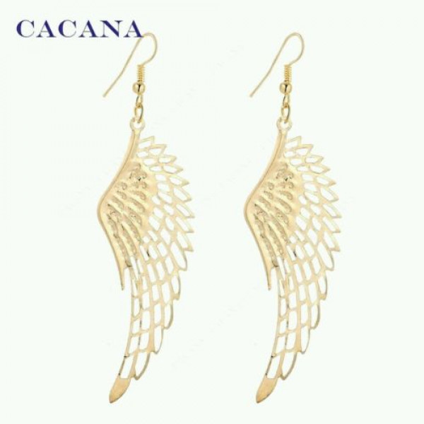 #1056 2016 New CACANA Gold Plated Dangle Long Earrings with Big Wing