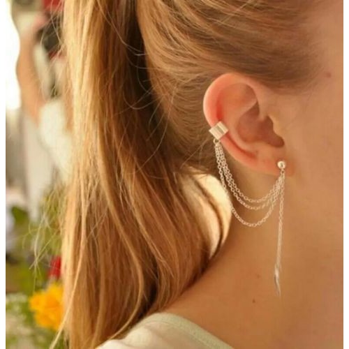 #1059 1piece Punk Rock Style Woman Young Gift Leaf Chain Tassel Earrings