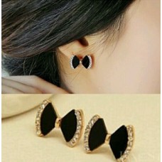 #1061 Gold Plated Crystal Bow Earrings Stued for Women Earings
