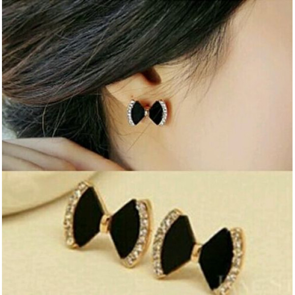 #1061 Gold Plated Crystal Bow Earrings Stued for Women Earings #1061 Gold Plated Crystal Bow Earrings Stued for Women Earings