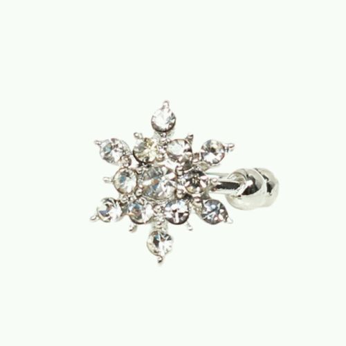 #1063 1 Piece Celebrity Outstanding Crystal Snowflake Shape Sliver Woman Earring