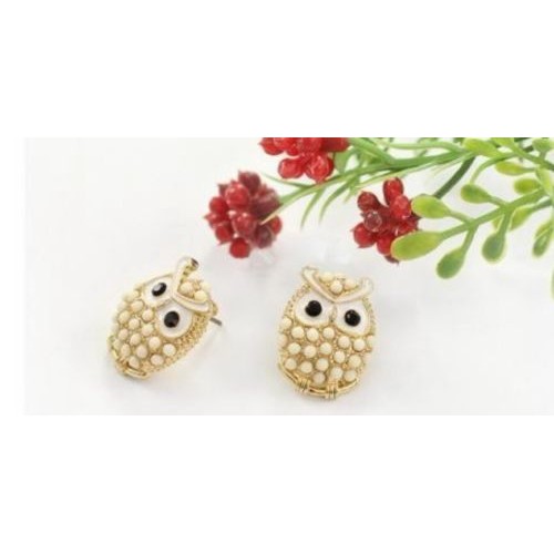 #1067 South Korean jewelry bead owl shaped earrings