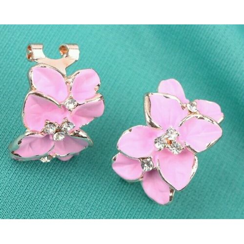 #1078 Chic Women Gardenia Flower Crystal Ear Studs Rhinestone Earrings