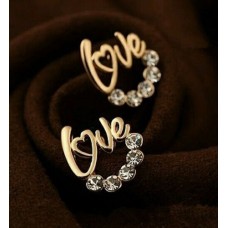 #1080 New Fashion Silver Plated Love Rhinestone stud earrings
