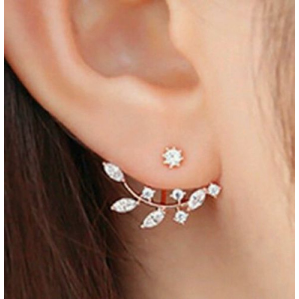 #1081 New Arrival Fashion Silver plated Branches hung back of the  Earrings